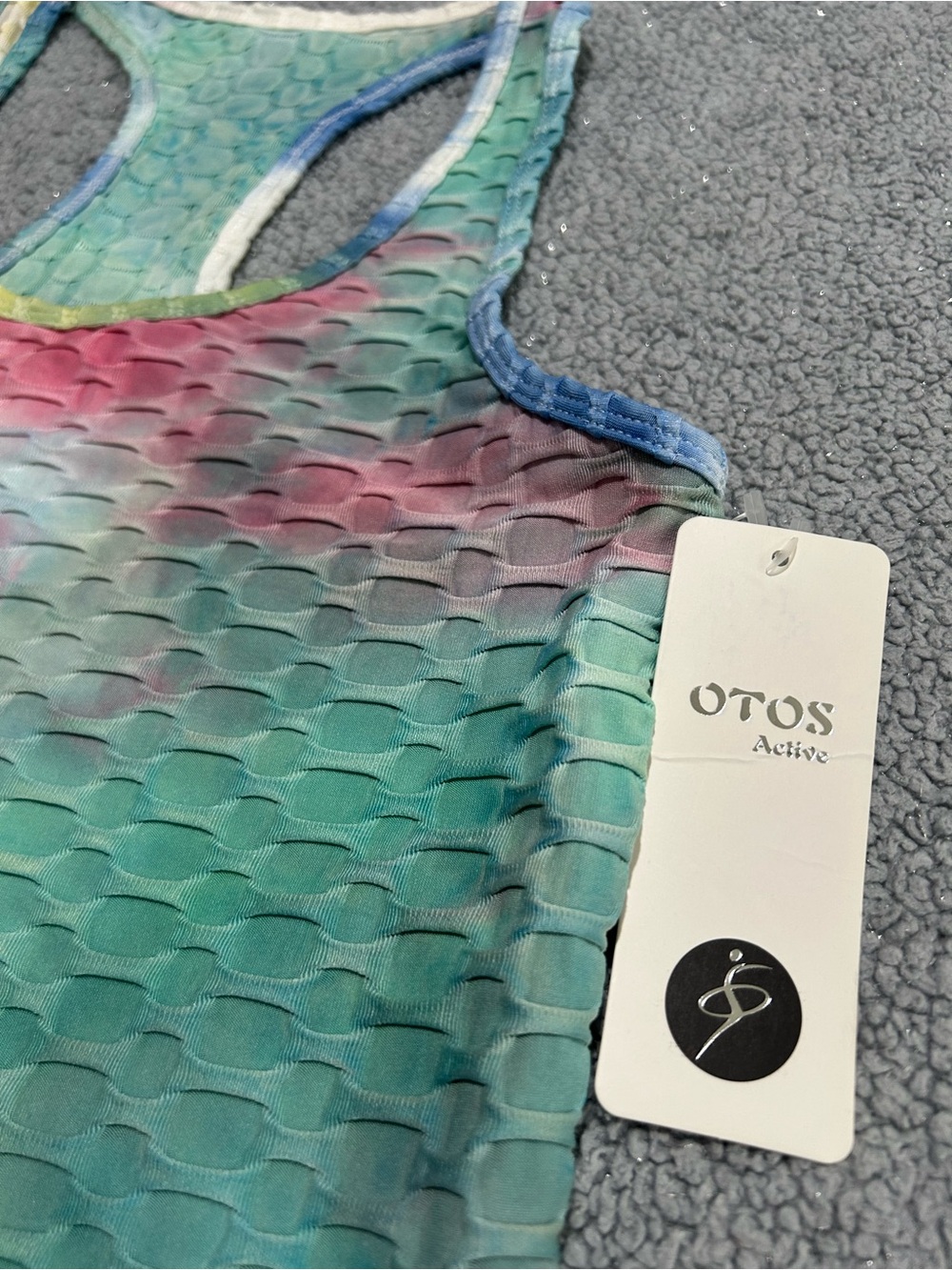 OTOS Tie-Dye Textured Racerback Tank Top - Multi-Color - Picture 2 of 4